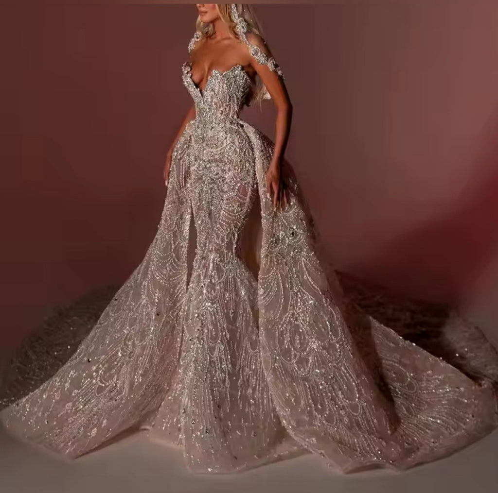 Retail $2175 La Renia Sequin Strapless Gown