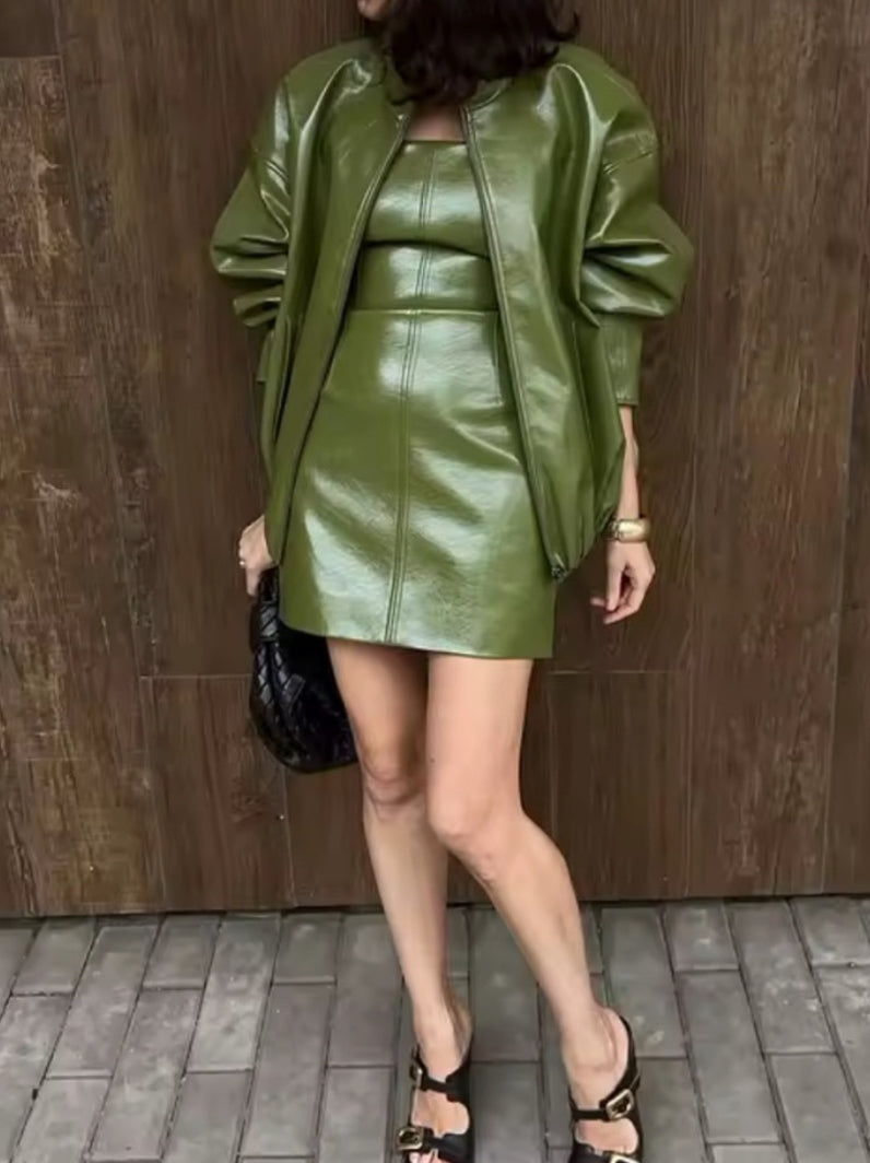 NWT  $285 Green Envy Vegan Leather Set