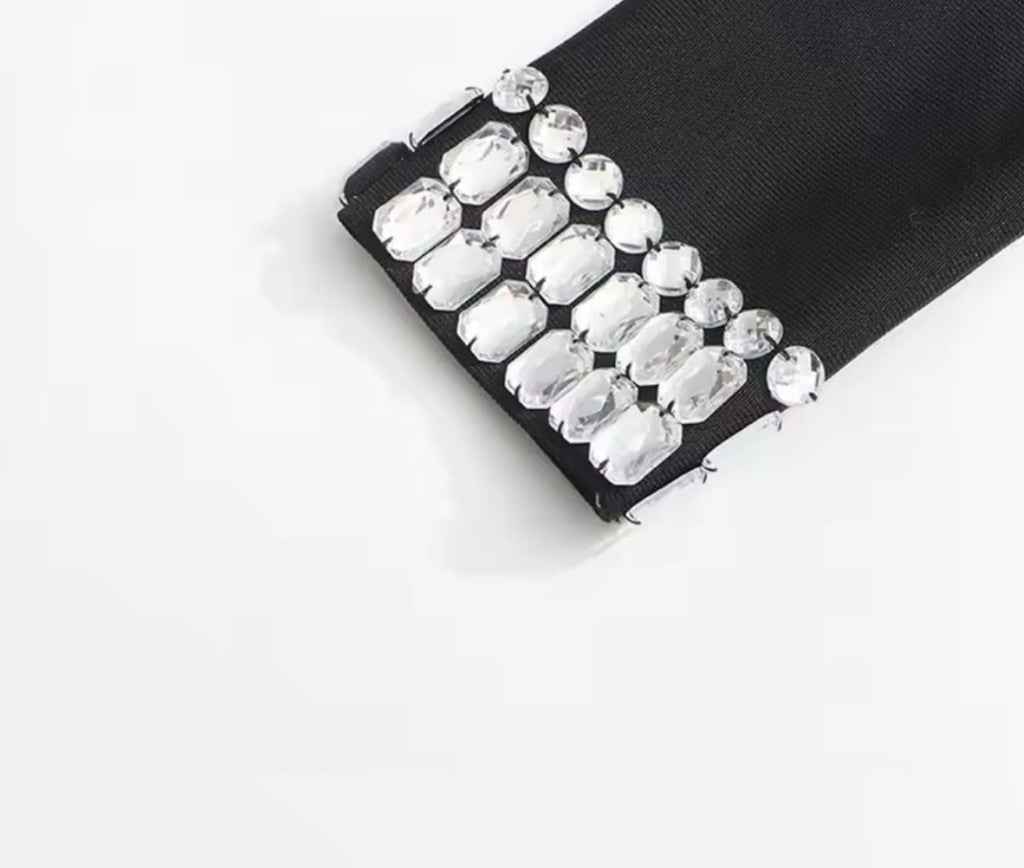NEW Retail $189 Kelly K Crystal Black Blazer Dress with Crystal Accents