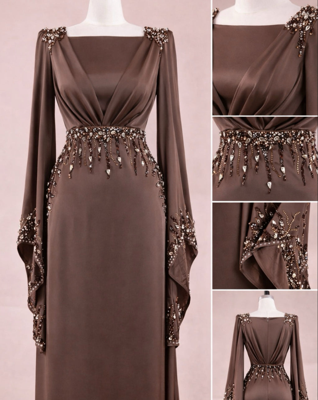 Obsidian Drape Chocolate Brown Custom Gown