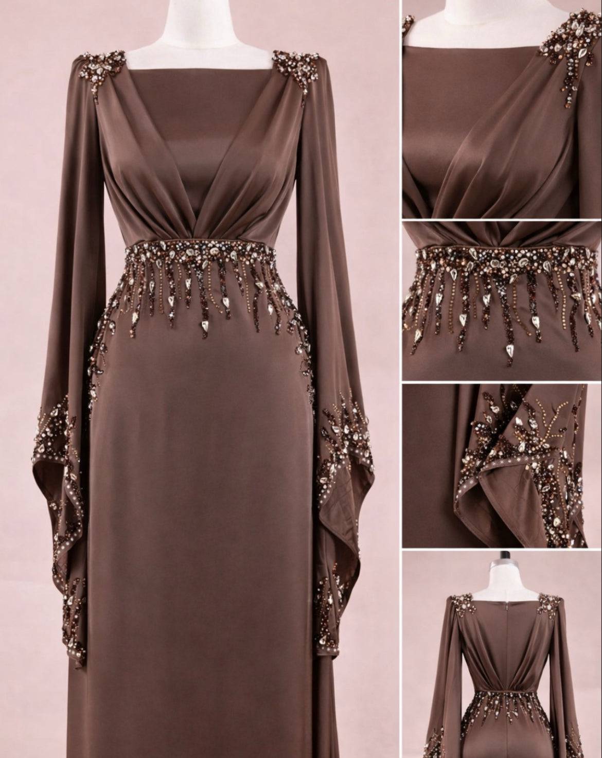Obsidian Drape Chocolate Brown Custom Gown