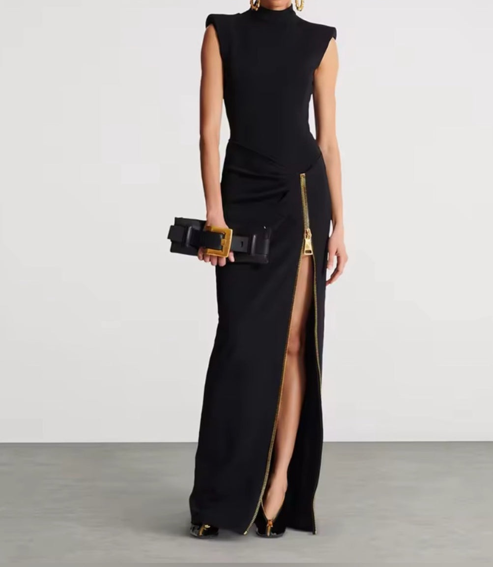NEW $398 The Noir Structured Column Zip Dress