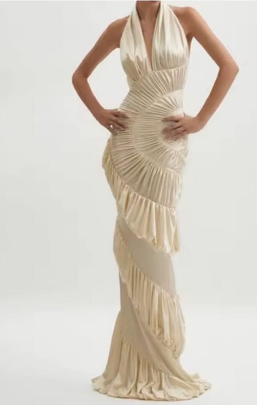 NEW $225 Sonia Rea Cream Halter Maxi Dress