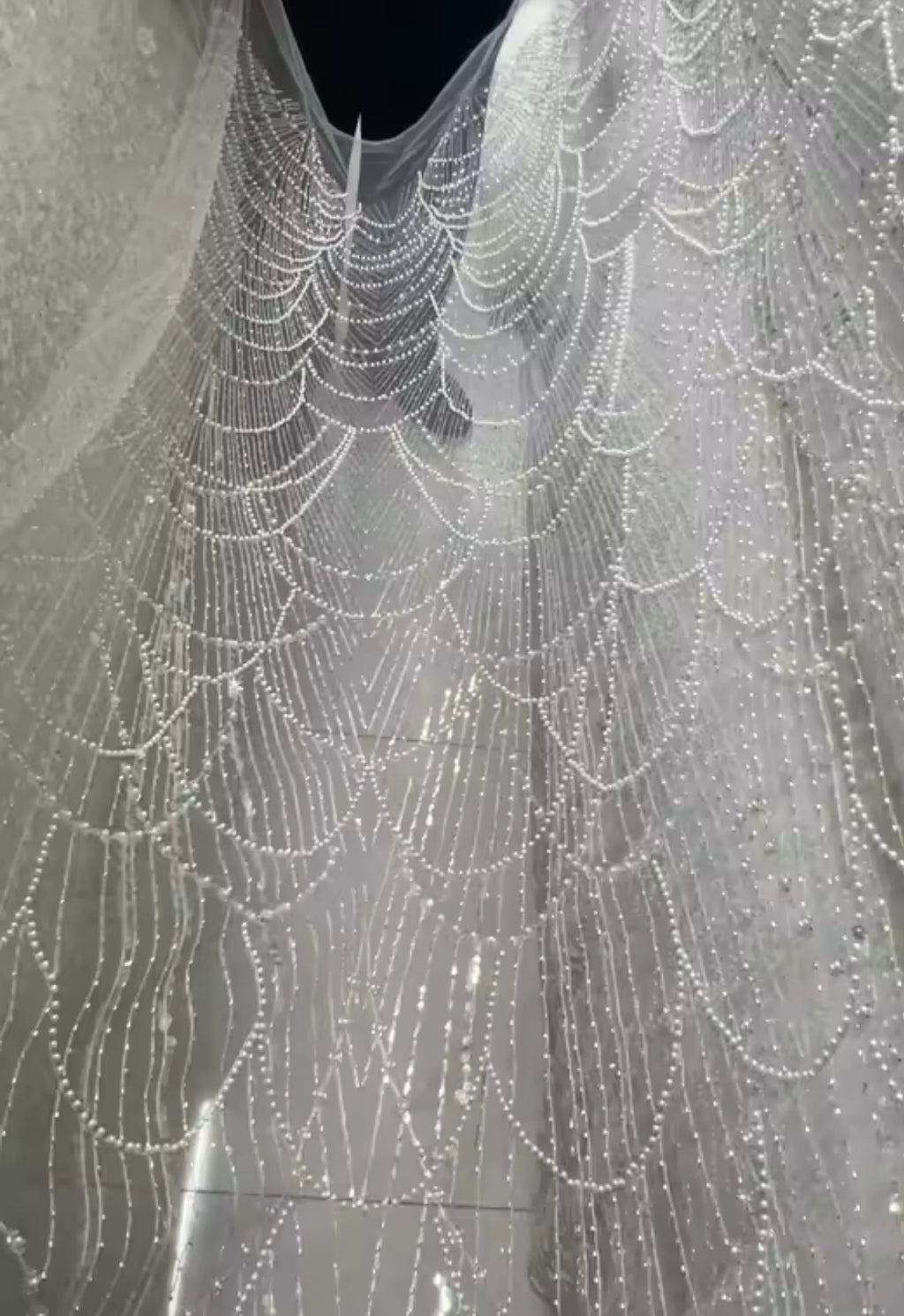 NEW $599 Luxury Pearl Beaded A-Line Viral Mini Evening Dress with Bow Detail
