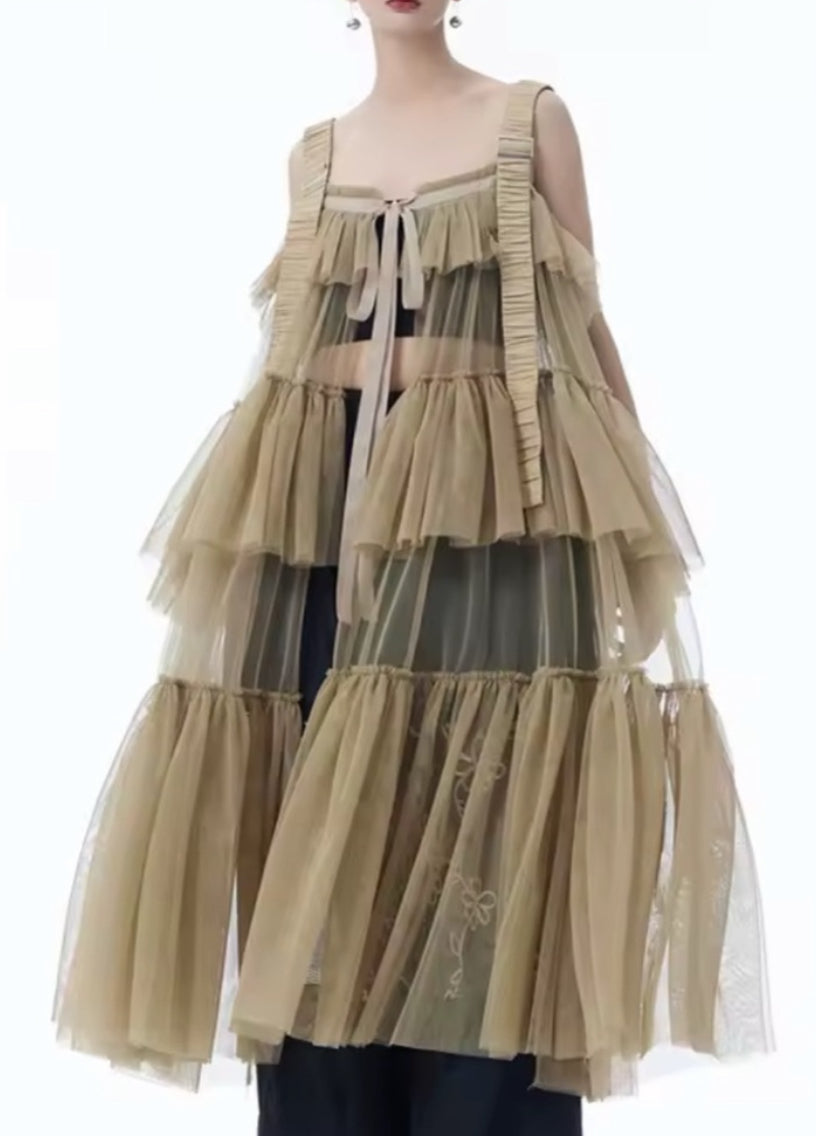 NEW $278 Sheer Tiered Couture Layered Organza Statement Piece