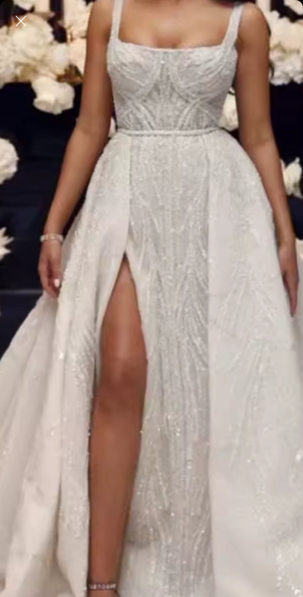 NEW $1345 Custom Couture Sequin Bridal Gown Wedding Gown with Detachable Train
