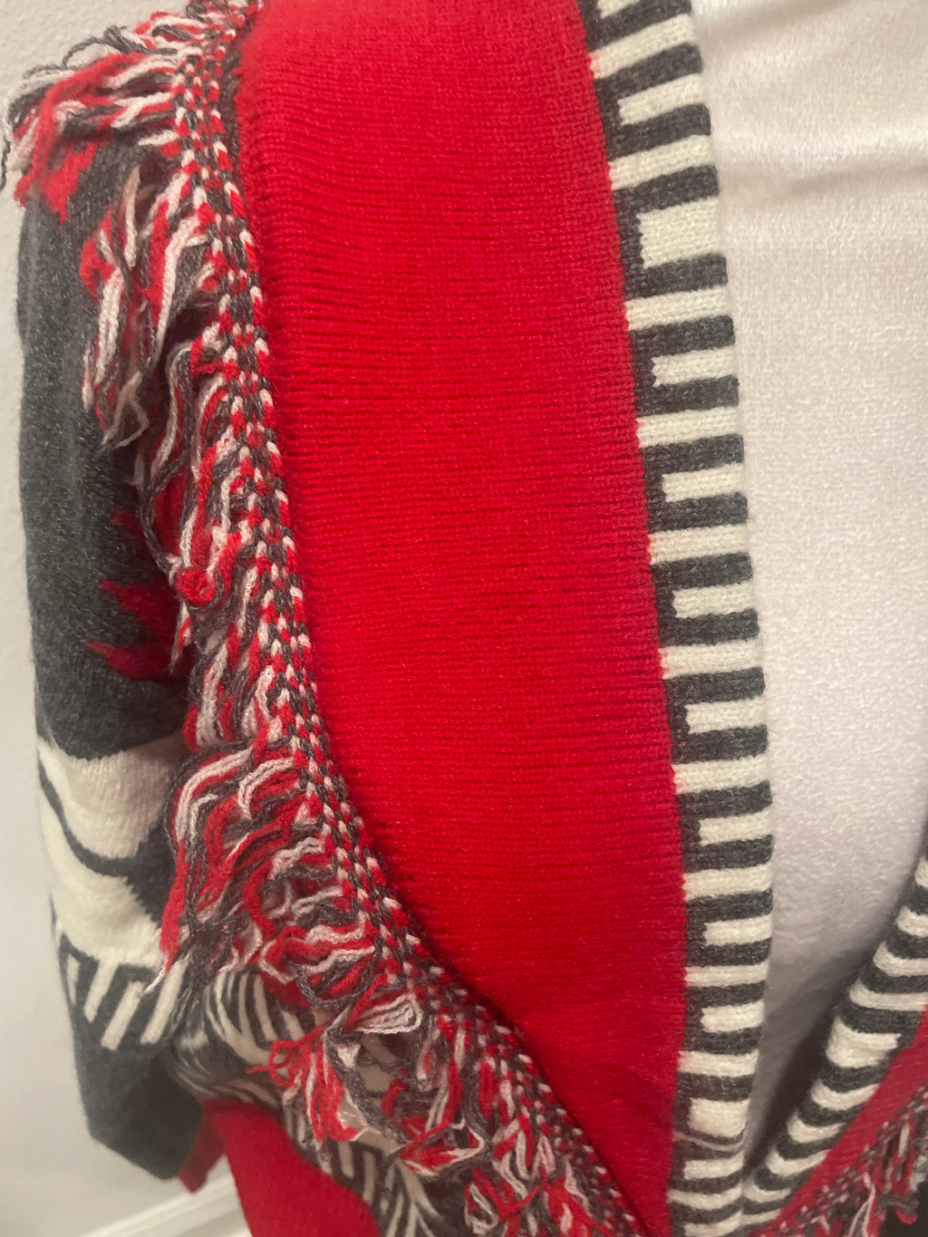 NEW Tribal Bright Red and Gray Women's Sweater