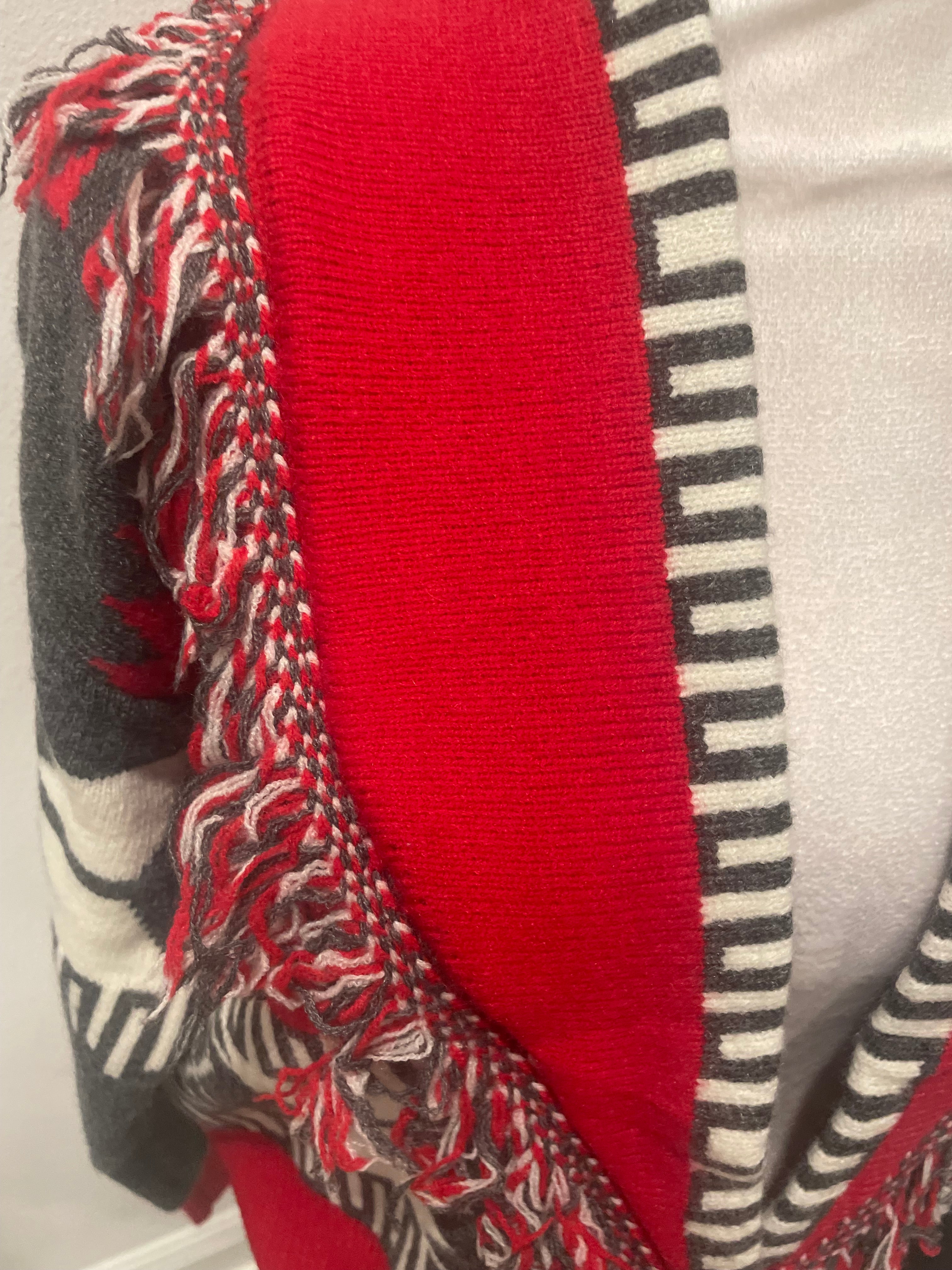 NEW Tribal Bright Red and Gray Women's Sweater