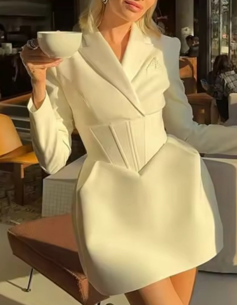 NEW $125 Izza Cream Structured Blazer Dress