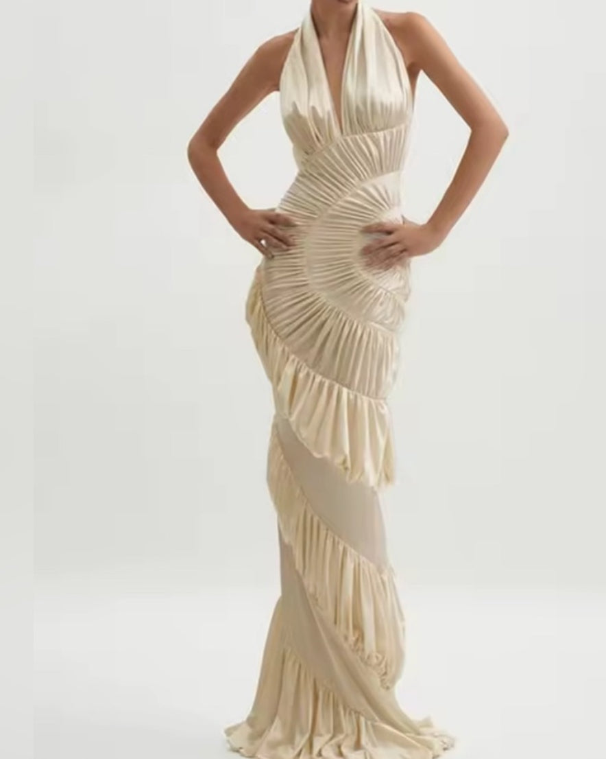 NEW $225 Sonia Rea Cream Halter Maxi Dress