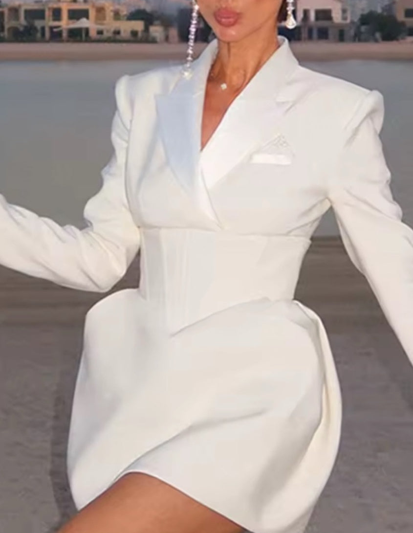 NEW $125 Izza Cream Structured Blazer Dress