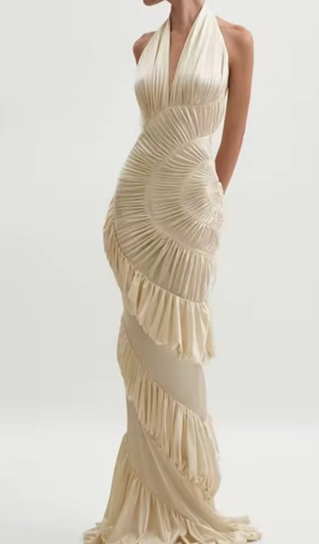 NEW $225 Sonia Rea Cream Halter Maxi Dress