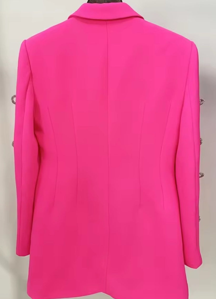 NEW $198 Lea Crystal Bow Cut out Pink Viral Blazer