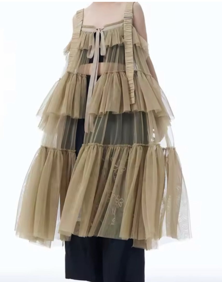 NEW $278 Sheer Tiered Couture Layered Organza Statement Piece