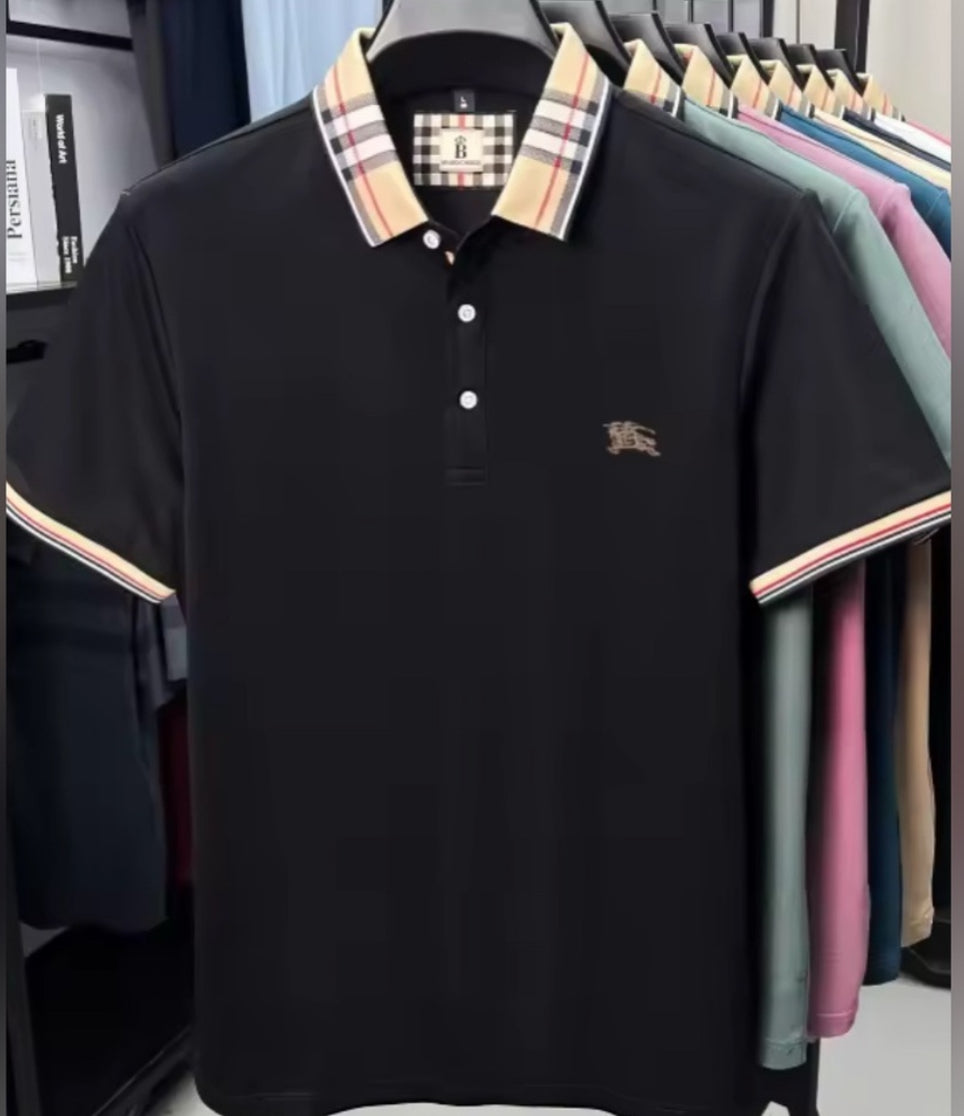NEW White and Black Cody Check Collar Polo Shirt with Checkered Collar Bundle