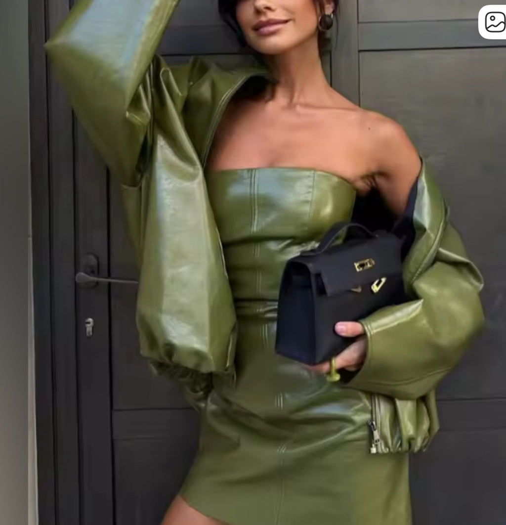 NWT  $285 Green Envy Vegan Leather Set