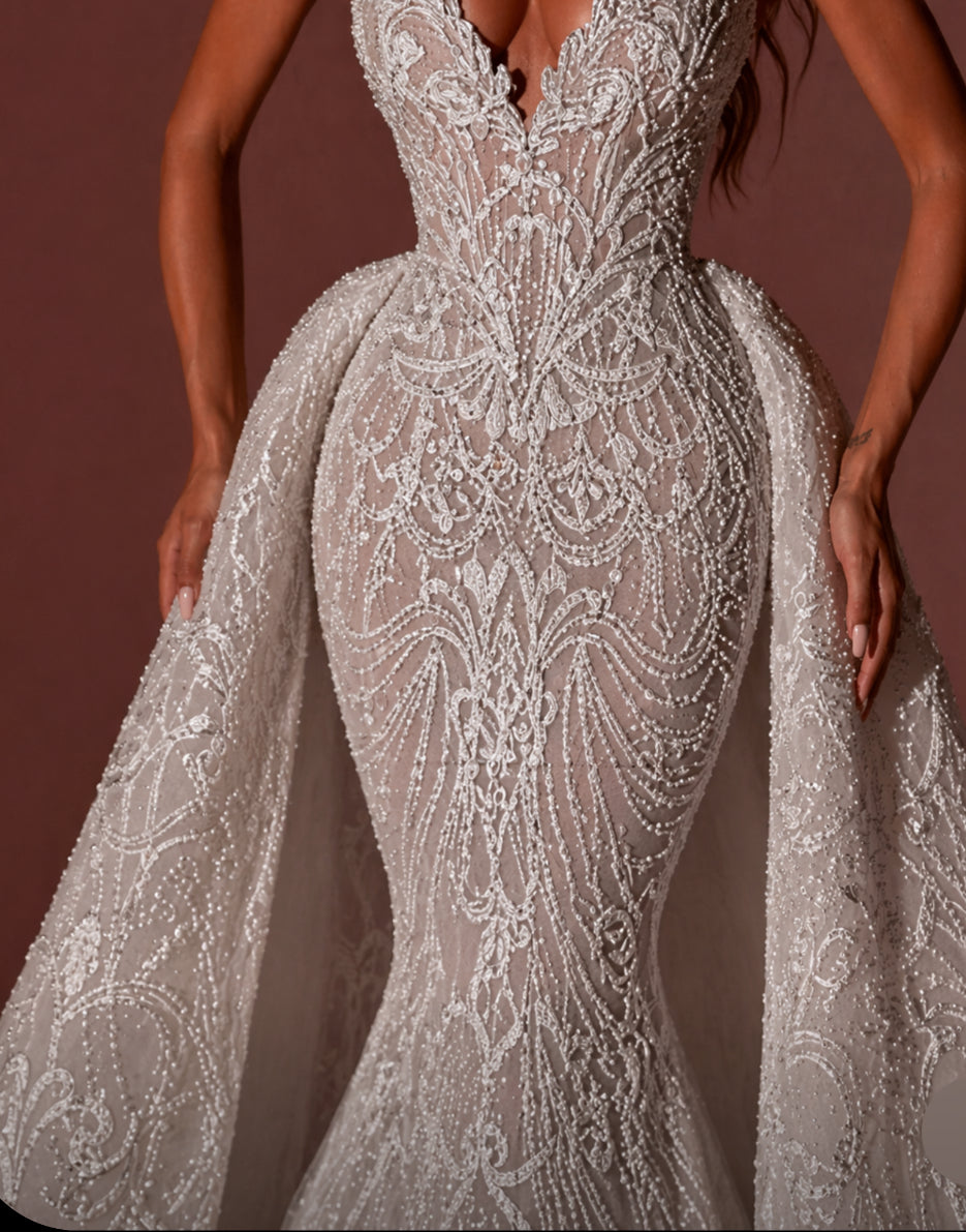 Retail $2175 La Renia Sequin Strapless Gown