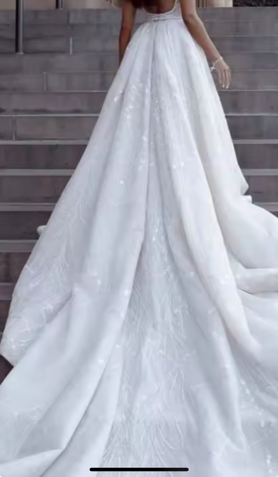 NEW $1345 Custom Couture Sequin Bridal Gown Wedding Gown with Detachable Train