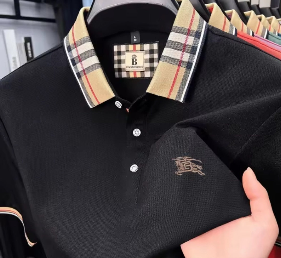 NEW White and Black Cody Check Collar Polo Shirt with Checkered Collar Bundle