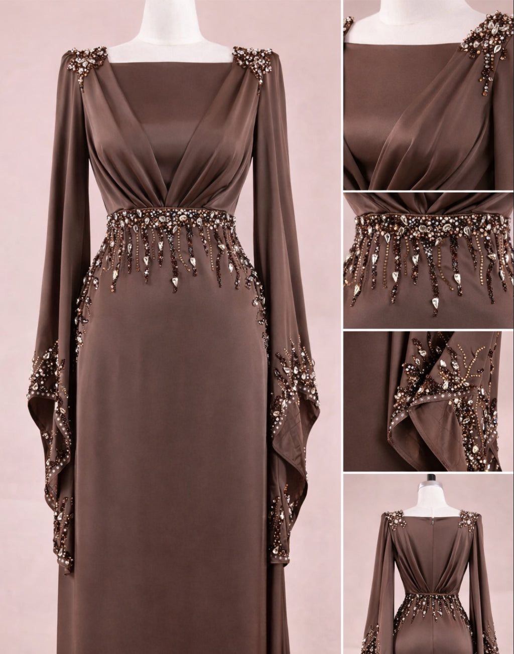 Obsidian Drape Chocolate Brown Custom Gown
