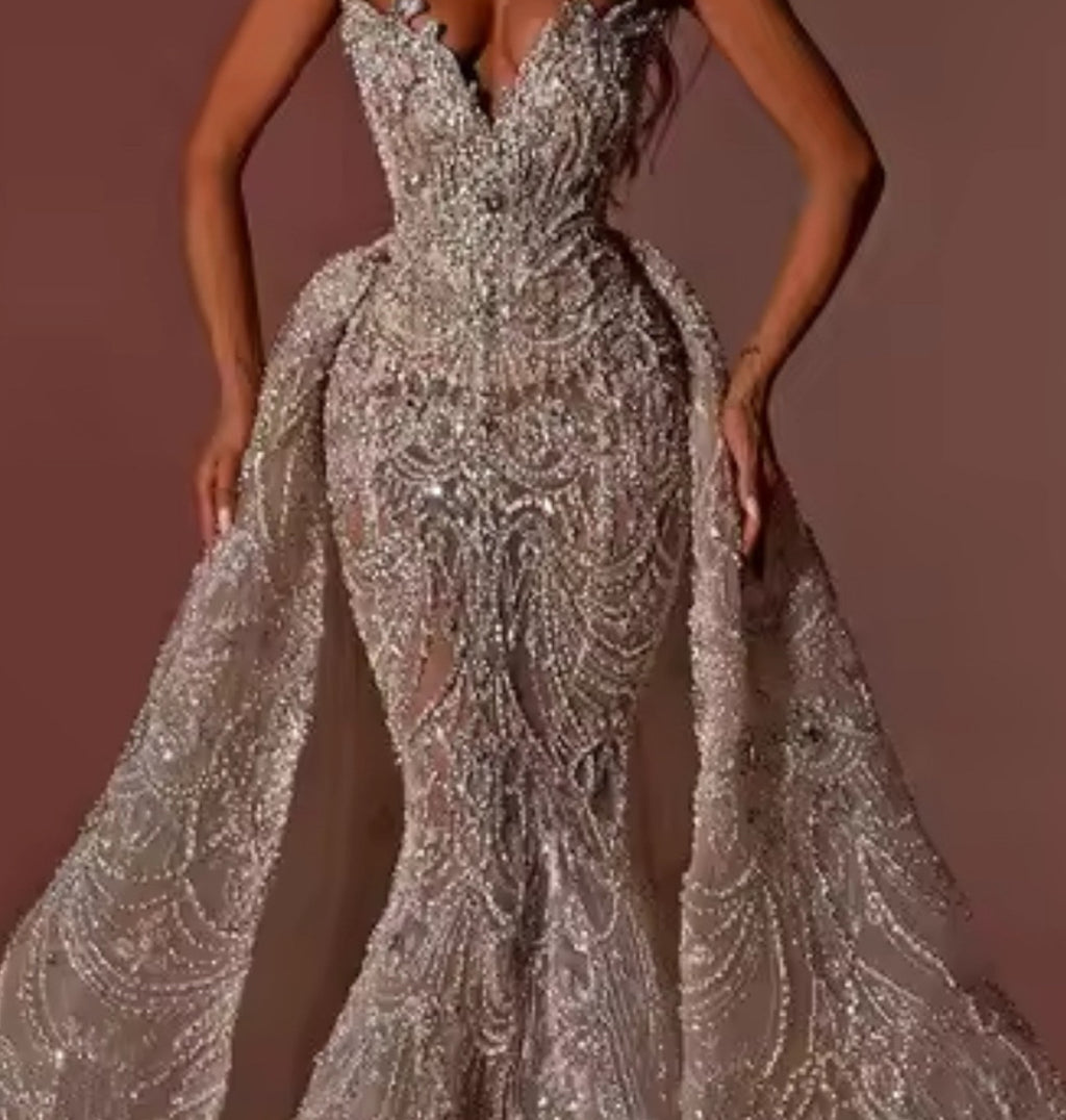 Retail $2175 La Renia Sequin Strapless Gown