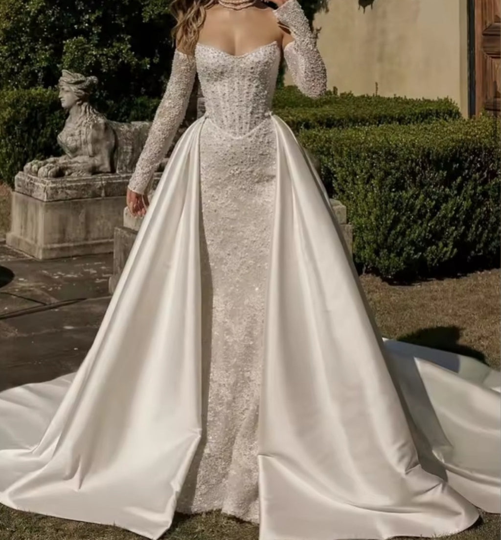 NEW Romano Gia Luxury Detachable Cathedral Bridal Overskirt