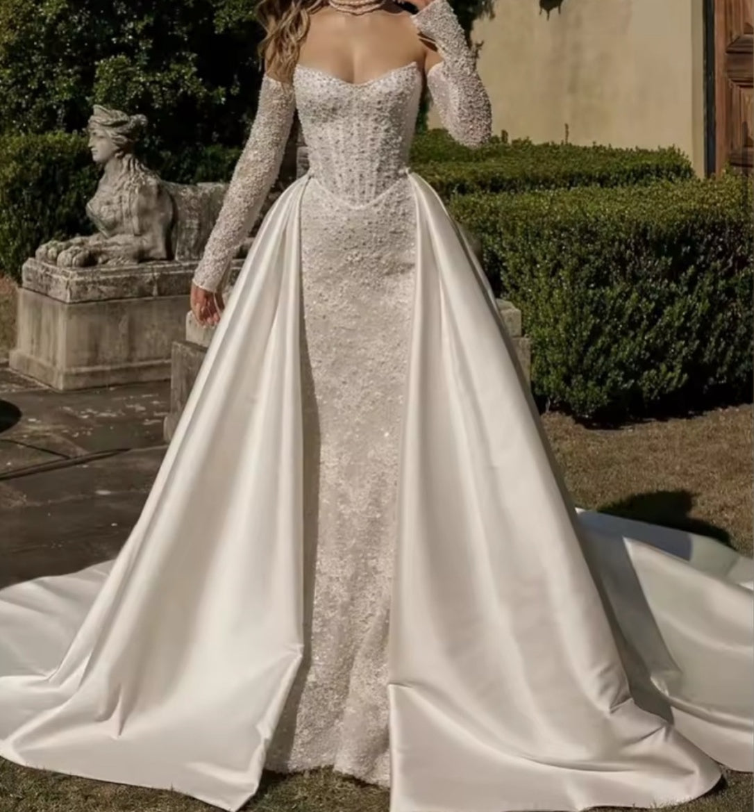 NEW Romano Gia Luxury Detachable Cathedral Bridal Overskirt