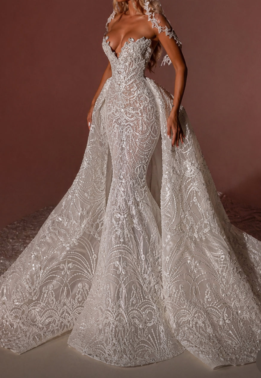 Retail $2175 La Renia Sequin Strapless Gown