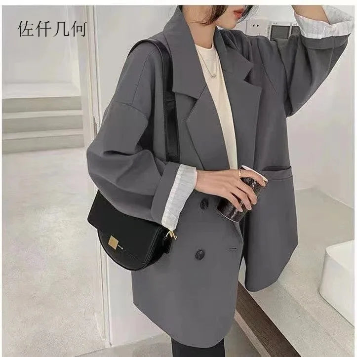 New Arrived 2025 Blazer Women Solid Long-sleeved Korean Style Loose Fashion Casual Suit Woman