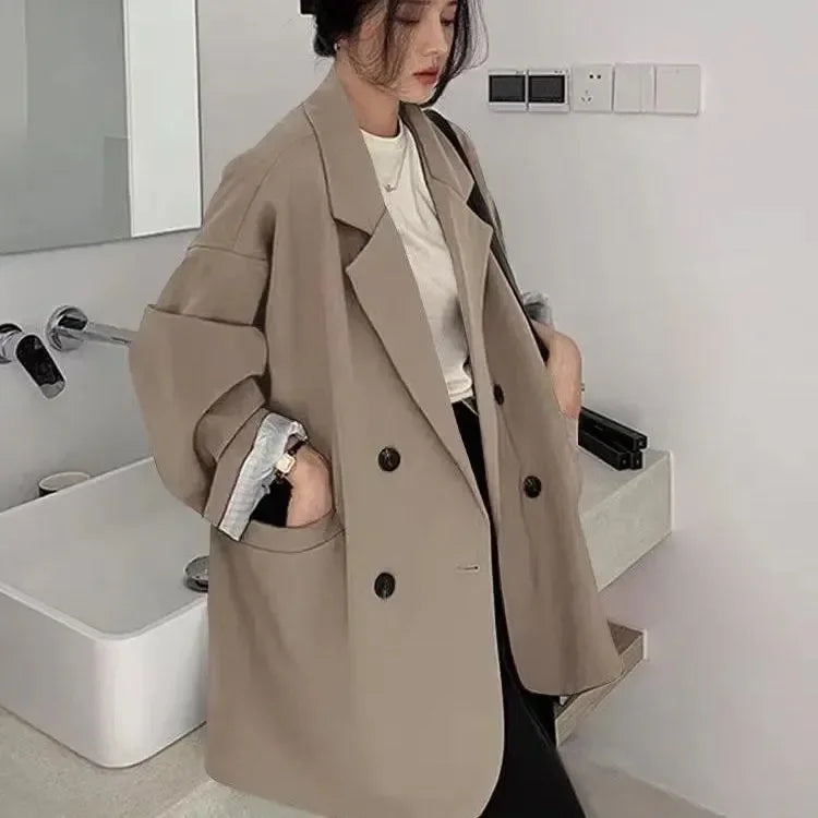 New Arrived 2025 Blazer Women Solid Long-sleeved Korean Style Loose Fashion Casual Suit Woman