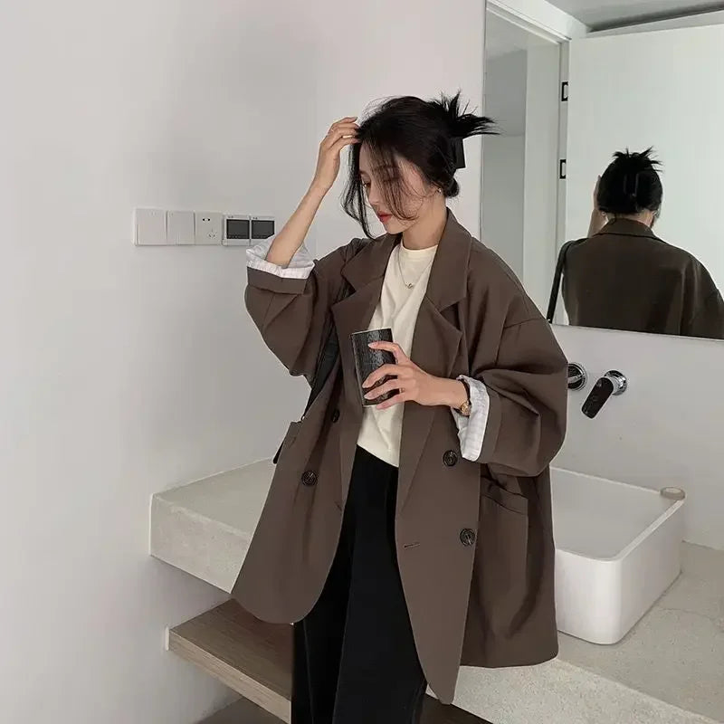 New Arrived 2025 Blazer Women Solid Long-sleeved Korean Style Loose Fashion Casual Suit Woman