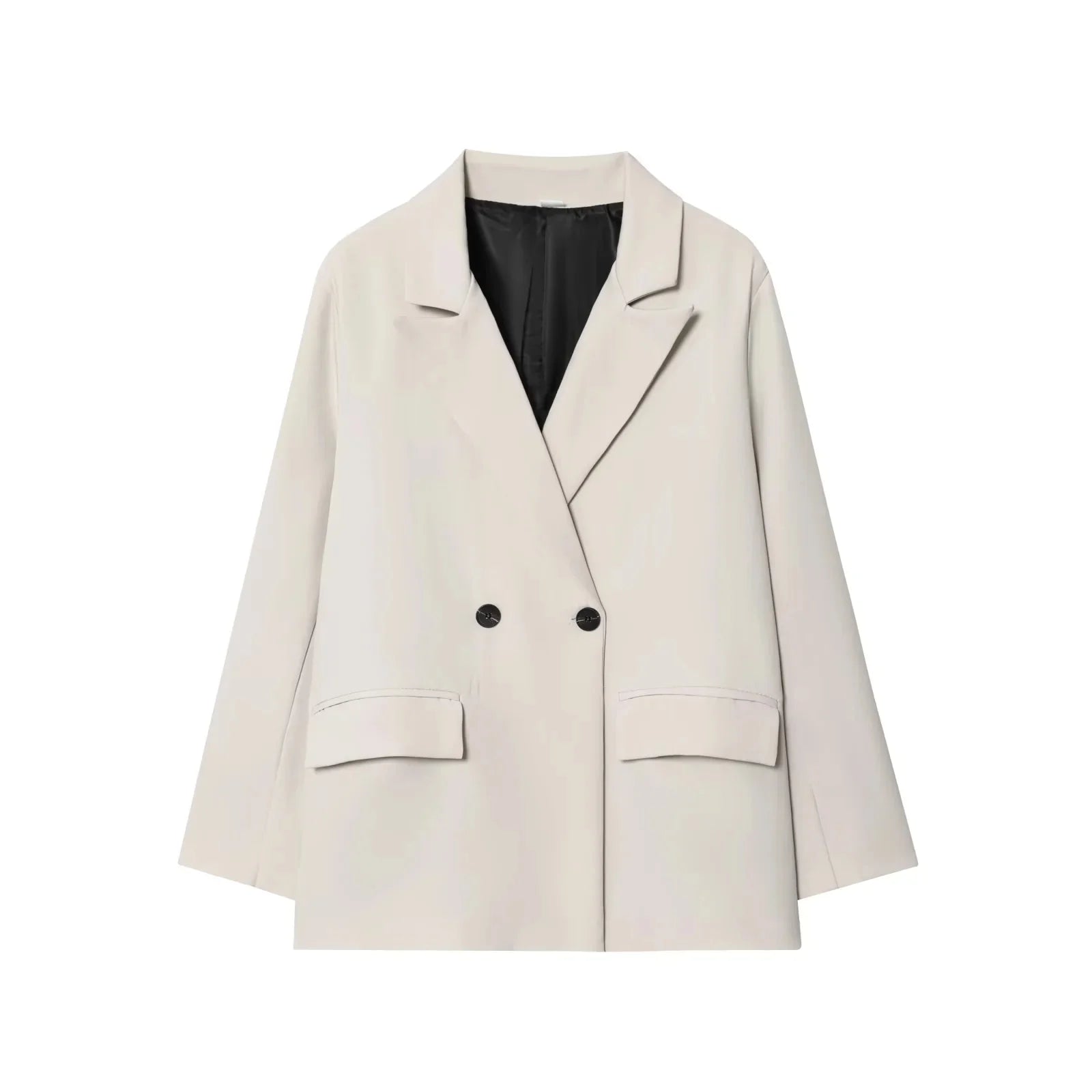 Fall Lady Blazer Lapel Double-breasted Blazer Coat 2025 Spring Autumn Fashion Minimalist Office Women Blazer