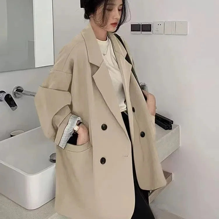New Arrived 2025 Blazer Women Solid Long-sleeved Korean Style Loose Fashion Casual Suit Woman