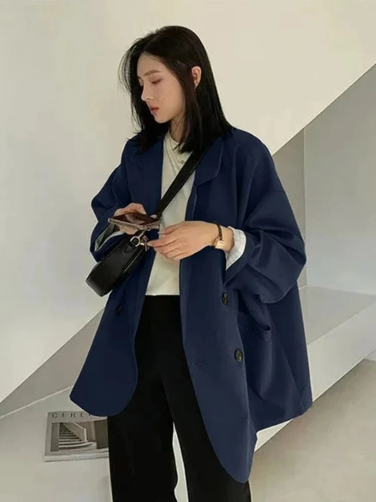 New Arrived 2025 Blazer Women Solid Long-sleeved Korean Style Loose Fashion Casual Suit Woman