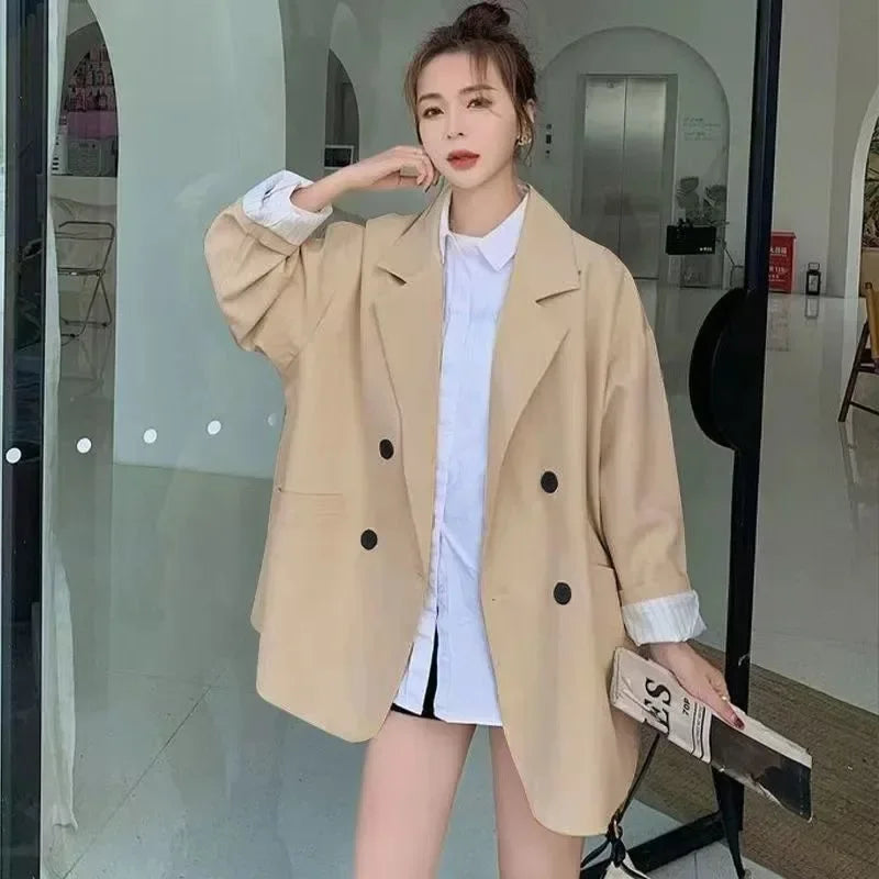 New Arrived 2025 Blazer Women Solid Long-sleeved Korean Style Loose Fashion Casual Suit Woman