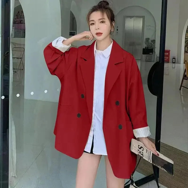 New Arrived 2025 Blazer Women Solid Long-sleeved Korean Style Loose Fashion Casual Suit Woman
